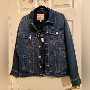 True Religion Jeans Logo oversized denim jacket M NWT